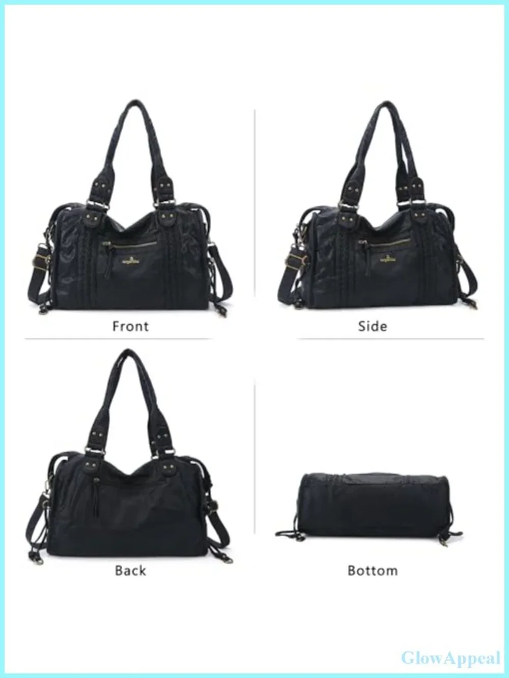 Vegan Leather Hobo Satchel Tote Handbag Large Shoulder Bag Womens 15.6 Laptop